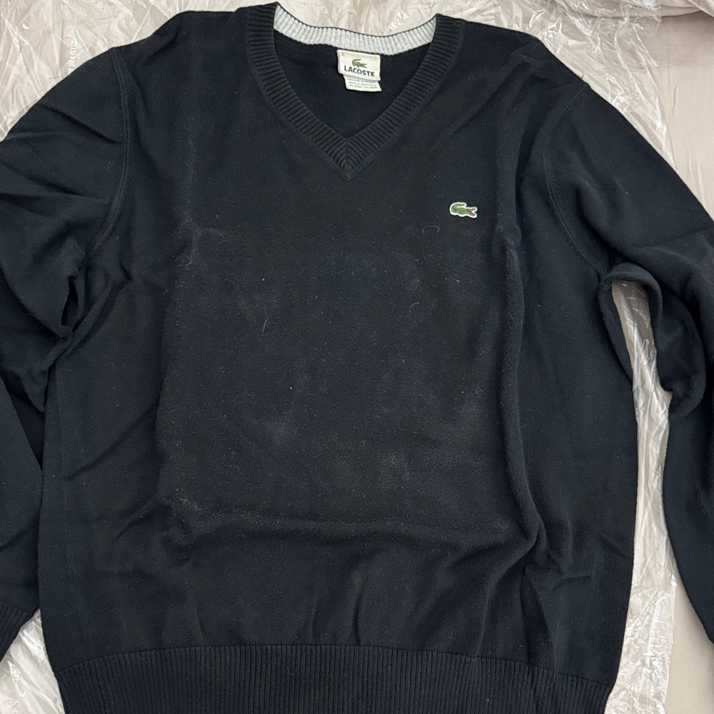 Lacoste Men's V-Neck Black Sweater